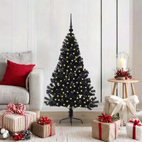 Albero di Natale artificiale con luci integrate Nero 120 cm PVC 3397116