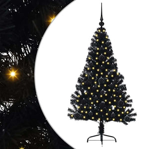Albero di Natale artificiale con luci integrate Nero 120 cm PVC 3397116