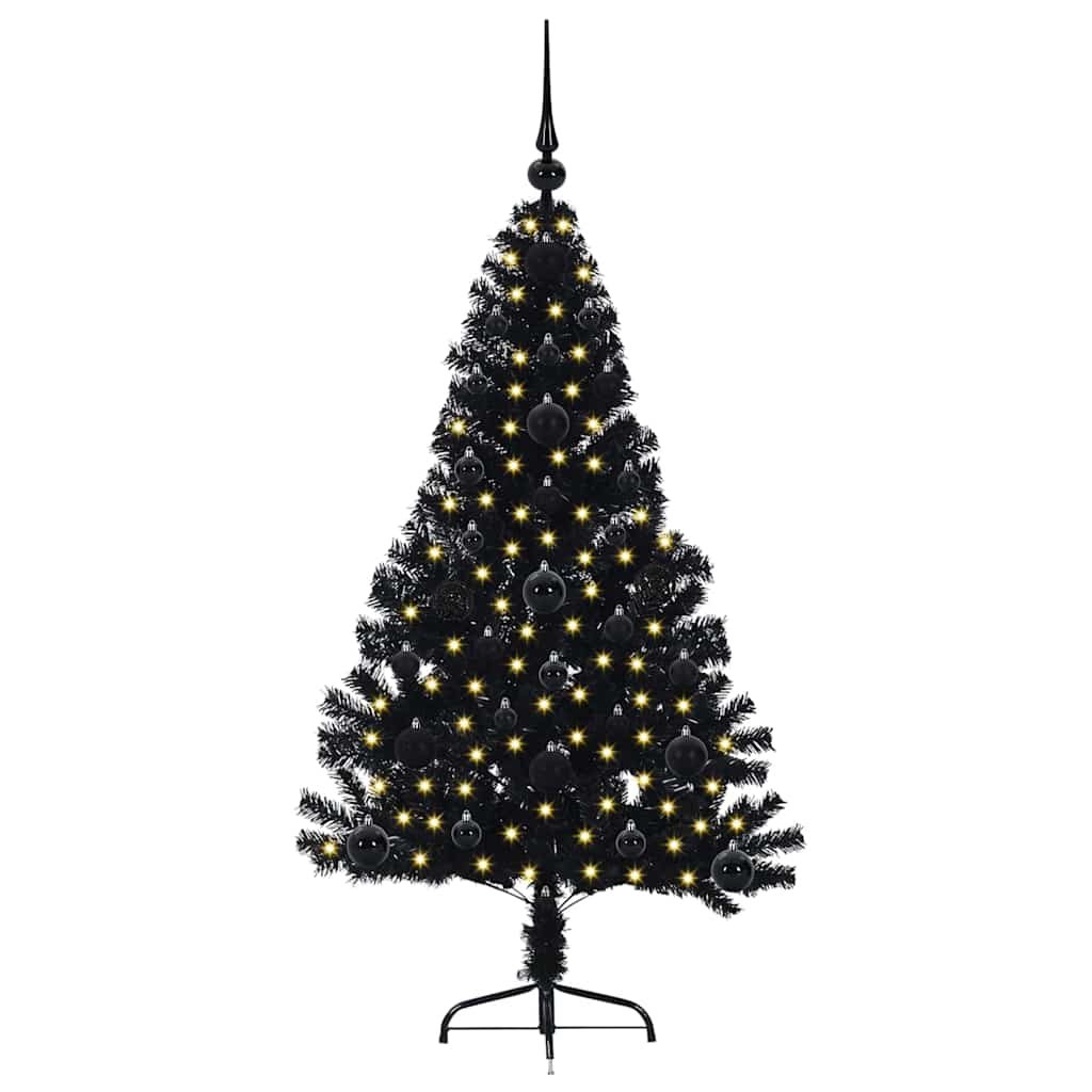 Albero di Natale artificiale con luci integrate Nero 120 cm PVC 3397116