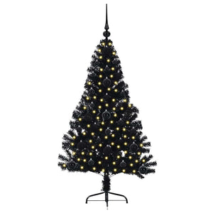 Albero di Natale artificiale con luci integrate Nero 120 cm PVC 3397116