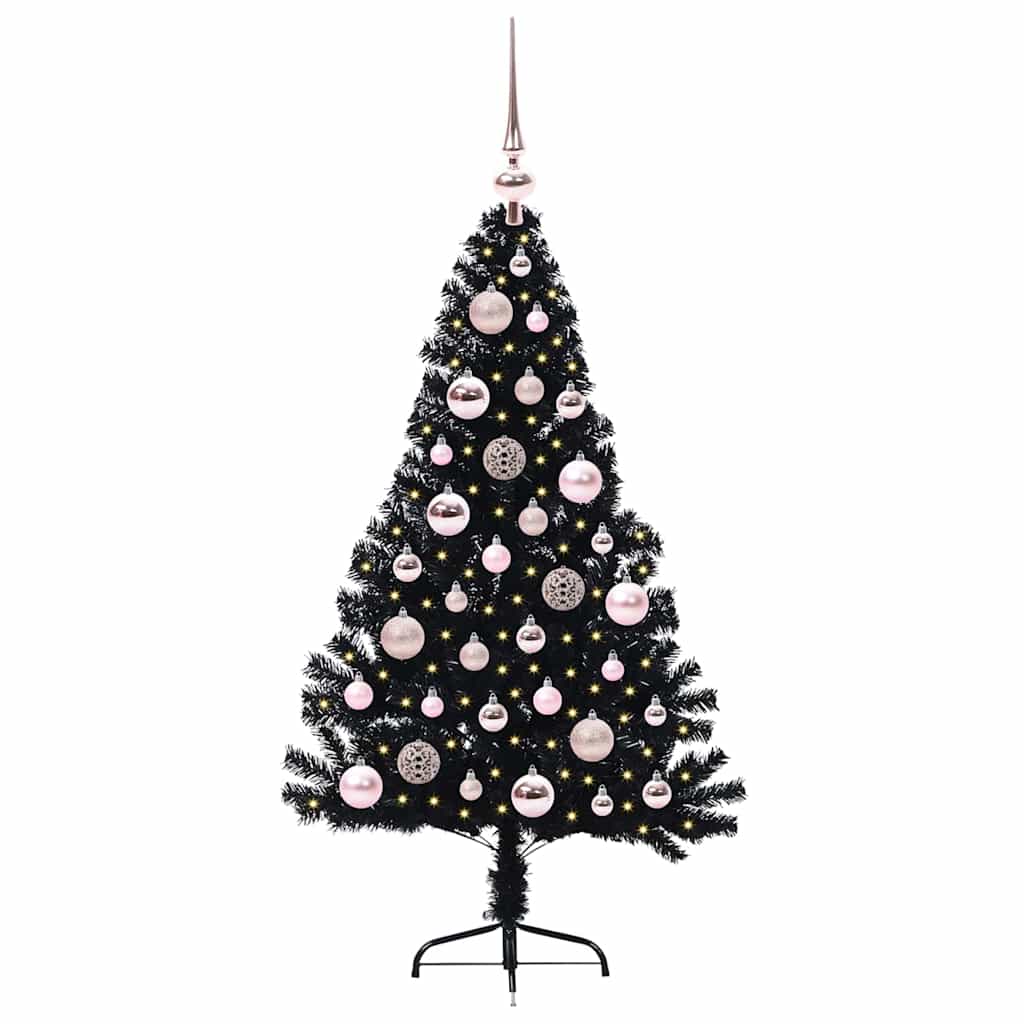 Albero di Natale artificiale con luci integrate Nero 120 cm PVC 3397117