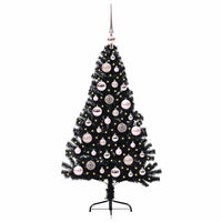 Albero di Natale artificiale con luci integrate Nero 120 cm PVC 3397117