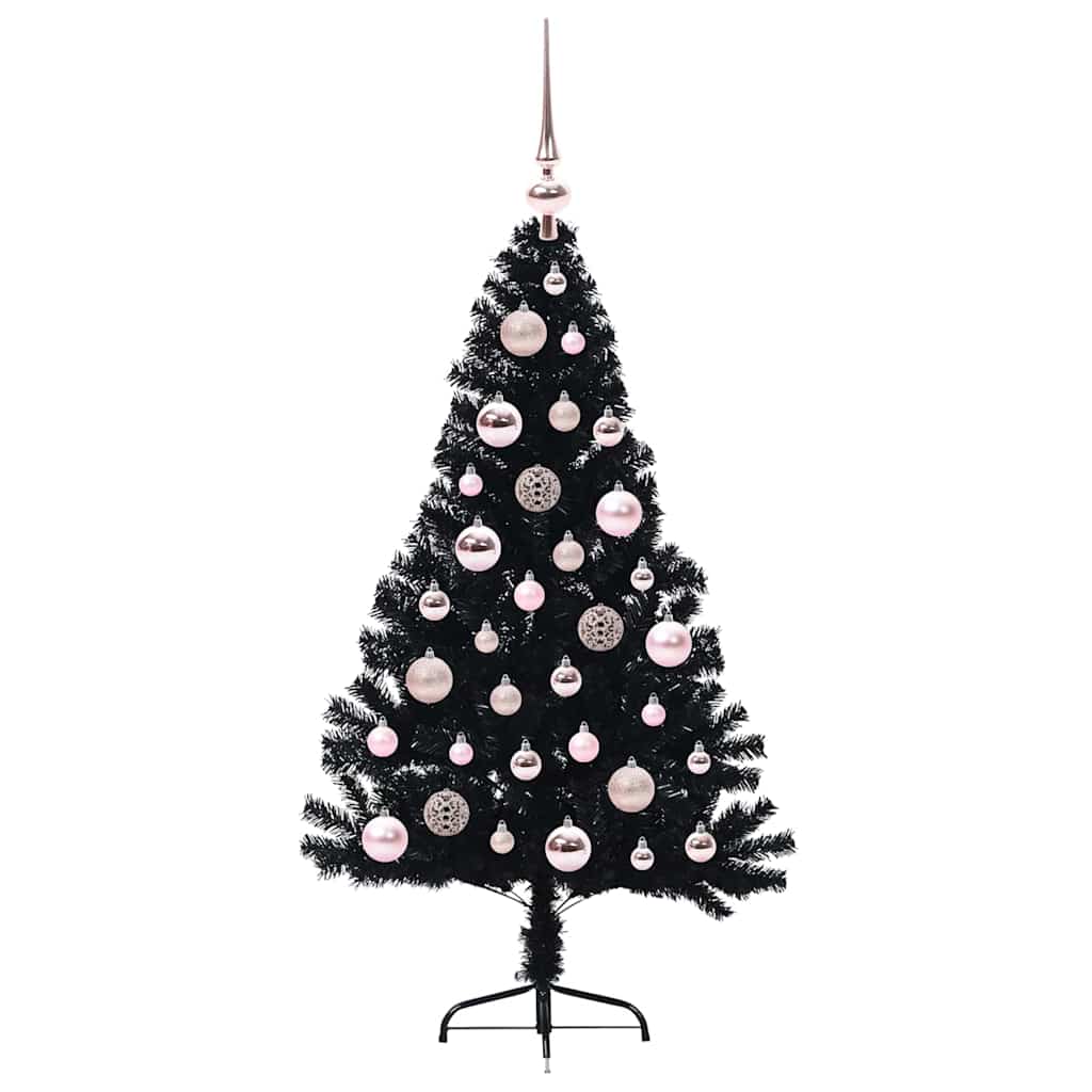 Albero di Natale artificiale con luci integrate Nero 120 cm PVC 3397117