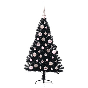 Albero di Natale artificiale con luci integrate Nero 120 cm PVC 3397117