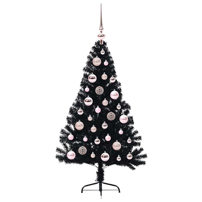 Albero di Natale artificiale con luci integrate Nero 120 cm PVC 3397117