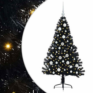 Albero di Natale artificiale con luci integrate Nero 120 cm PVC 3397118