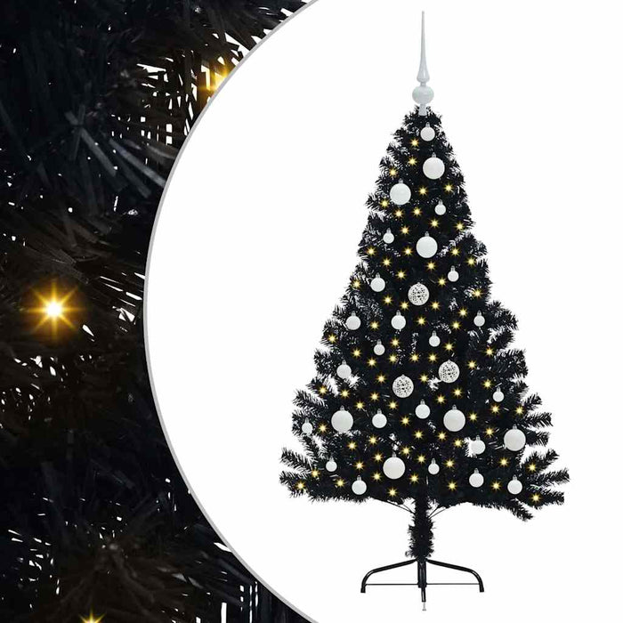 Albero di Natale artificiale con luci integrate Nero 120 cm PVC 3397118