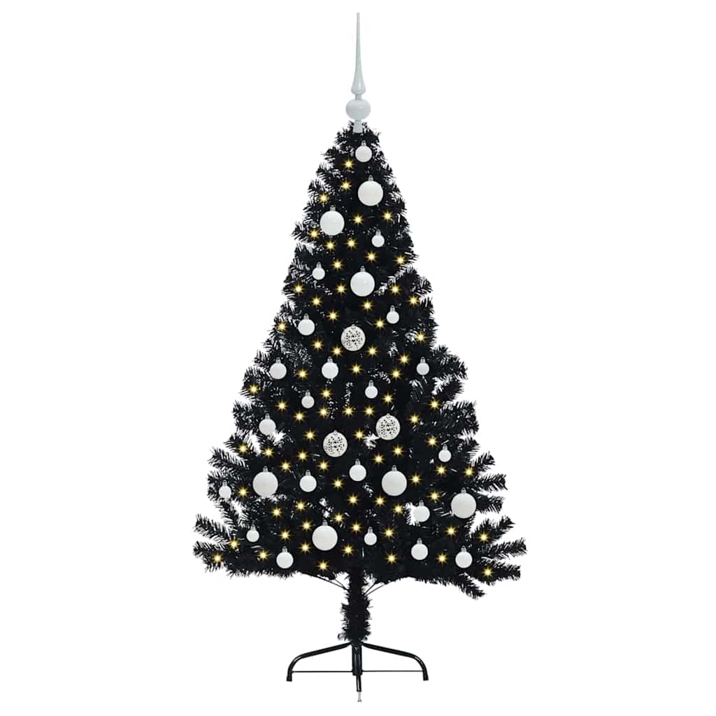 Albero di Natale artificiale con luci integrate Nero 120 cm PVC 3397118