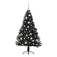 Albero di Natale artificiale con luci integrate Nero 120 cm PVC 3397118