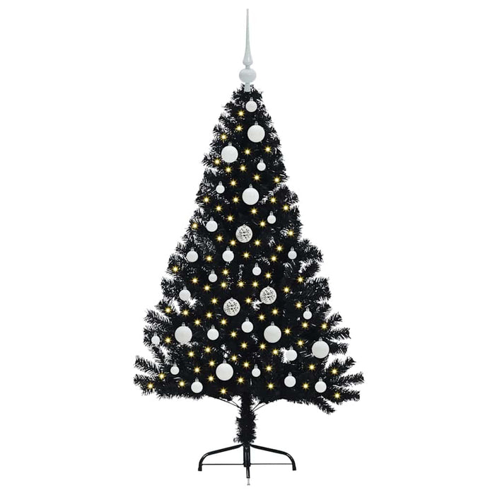 Albero di Natale artificiale con luci integrate Nero 120 cm PVC 3397118
