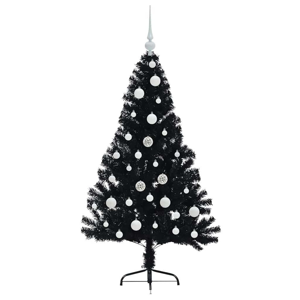 Albero di Natale artificiale con luci integrate Nero 120 cm PVC 3397118