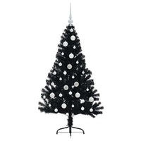 Albero di Natale artificiale con luci integrate Nero 120 cm PVC 3397118