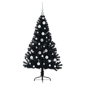 Albero di Natale artificiale con luci integrate Nero 120 cm PVC 3397118