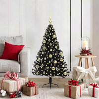 Albero di Natale artificiale con luci integrate Nero 120 cm PVC 3397119