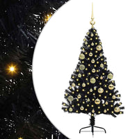 Albero di Natale artificiale con luci integrate Nero 120 cm PVC 3397119