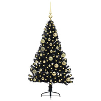 Albero di Natale artificiale con luci integrate Nero 120 cm PVC 3397119