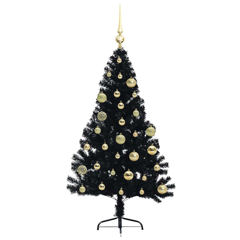 Albero di Natale artificiale con luci integrate Nero 120 cm PVC 3397119