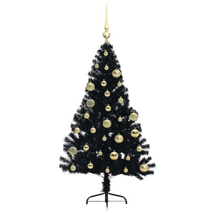 Albero di Natale artificiale con luci integrate Nero 120 cm PVC 3397119