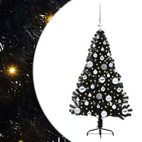 Albero di Natale artificiale con luci integrate Nero 120 cm PVC 3397120