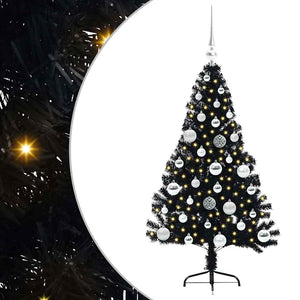 Albero di Natale artificiale con luci integrate Nero 120 cm PVC 3397120