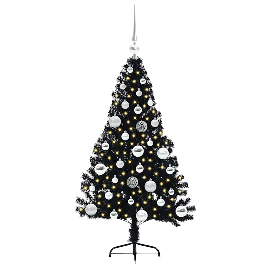 Albero di Natale artificiale con luci integrate Nero 120 cm PVC 3397120