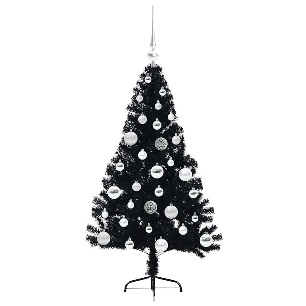 Albero di Natale artificiale con luci integrate Nero 120 cm PVC 3397120
