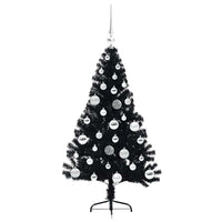 Albero di Natale artificiale con luci integrate Nero 120 cm PVC 3397120