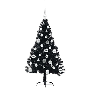 Albero di Natale artificiale con luci integrate Nero 120 cm PVC 3397120