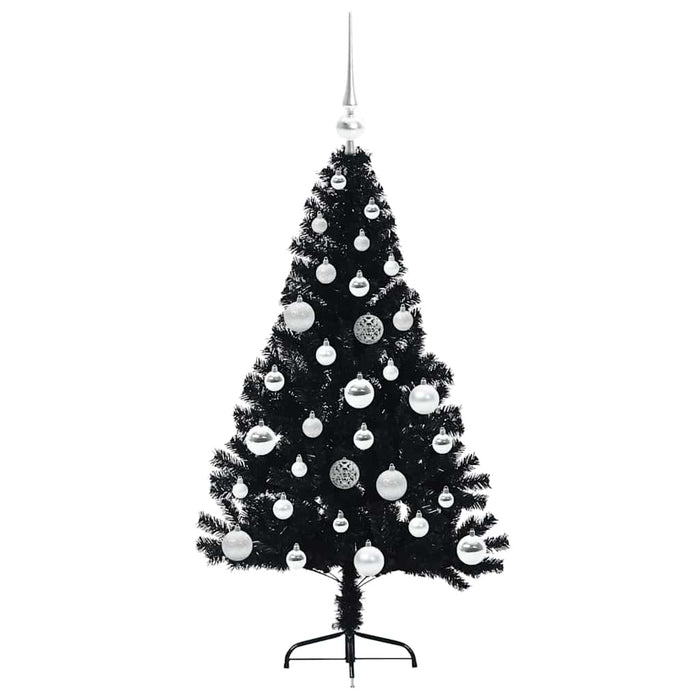 Albero di Natale artificiale con luci integrate Nero 120 cm PVC 3397120
