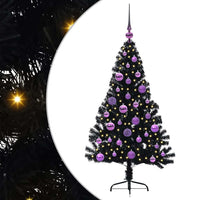Albero di Natale artificiale con luci integrate Nero 120 cm PVC 3397121