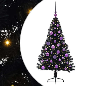 Albero di Natale artificiale con luci integrate Nero 120 cm PVC 3397121