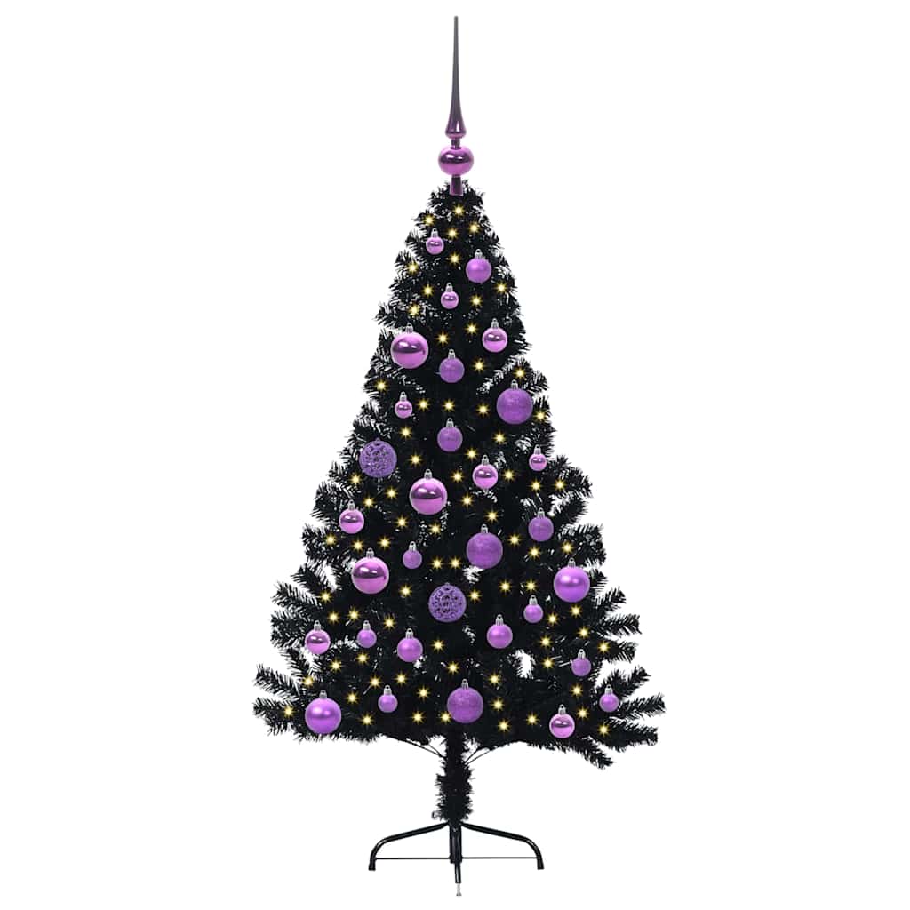 Albero di Natale artificiale con luci integrate Nero 120 cm PVC 3397121