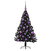 Albero di Natale artificiale con luci integrate Nero 120 cm PVC 3397121