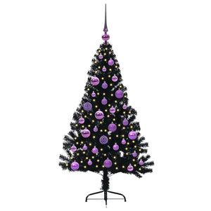 Albero di Natale artificiale con luci integrate Nero 120 cm PVC 3397121