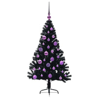 Albero di Natale artificiale con luci integrate Nero 120 cm PVC 3397121