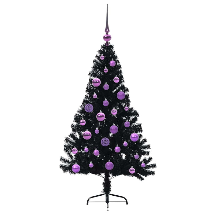 Albero di Natale artificiale con luci integrate Nero 120 cm PVC 3397121