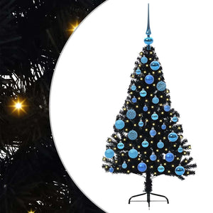 Albero di Natale artificiale con luci integrate Nero 120 cm PVC 3397122