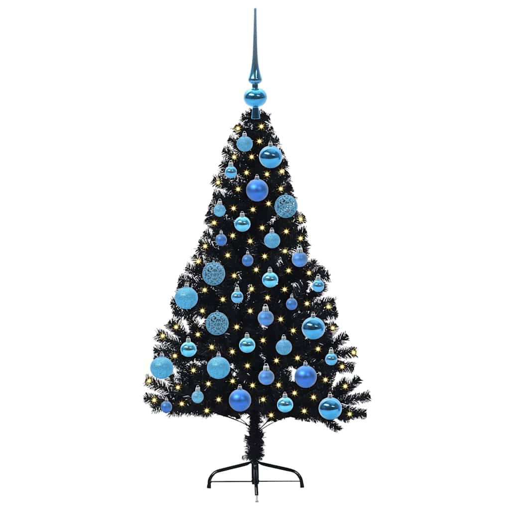 Albero di Natale artificiale con luci integrate Nero 120 cm PVC 3397122