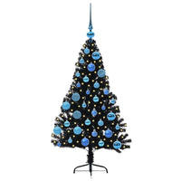 Albero di Natale artificiale con luci integrate Nero 120 cm PVC 3397122
