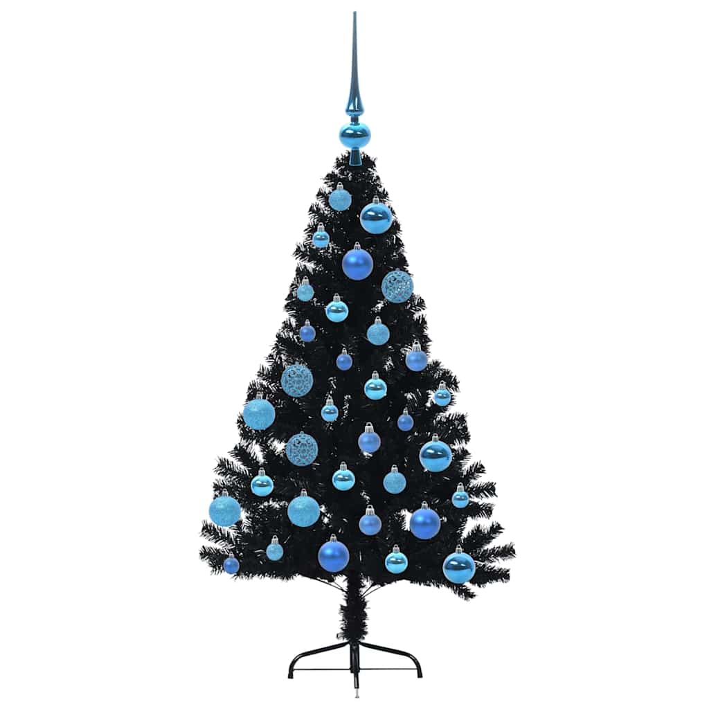Albero di Natale artificiale con luci integrate Nero 120 cm PVC 3397122