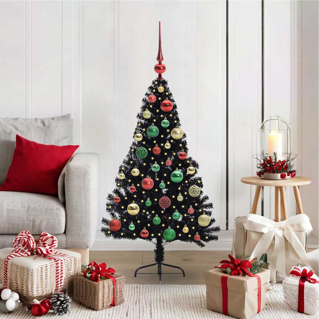 Albero di Natale artificiale con luci integrate Nero 120 cm PVC 3397123