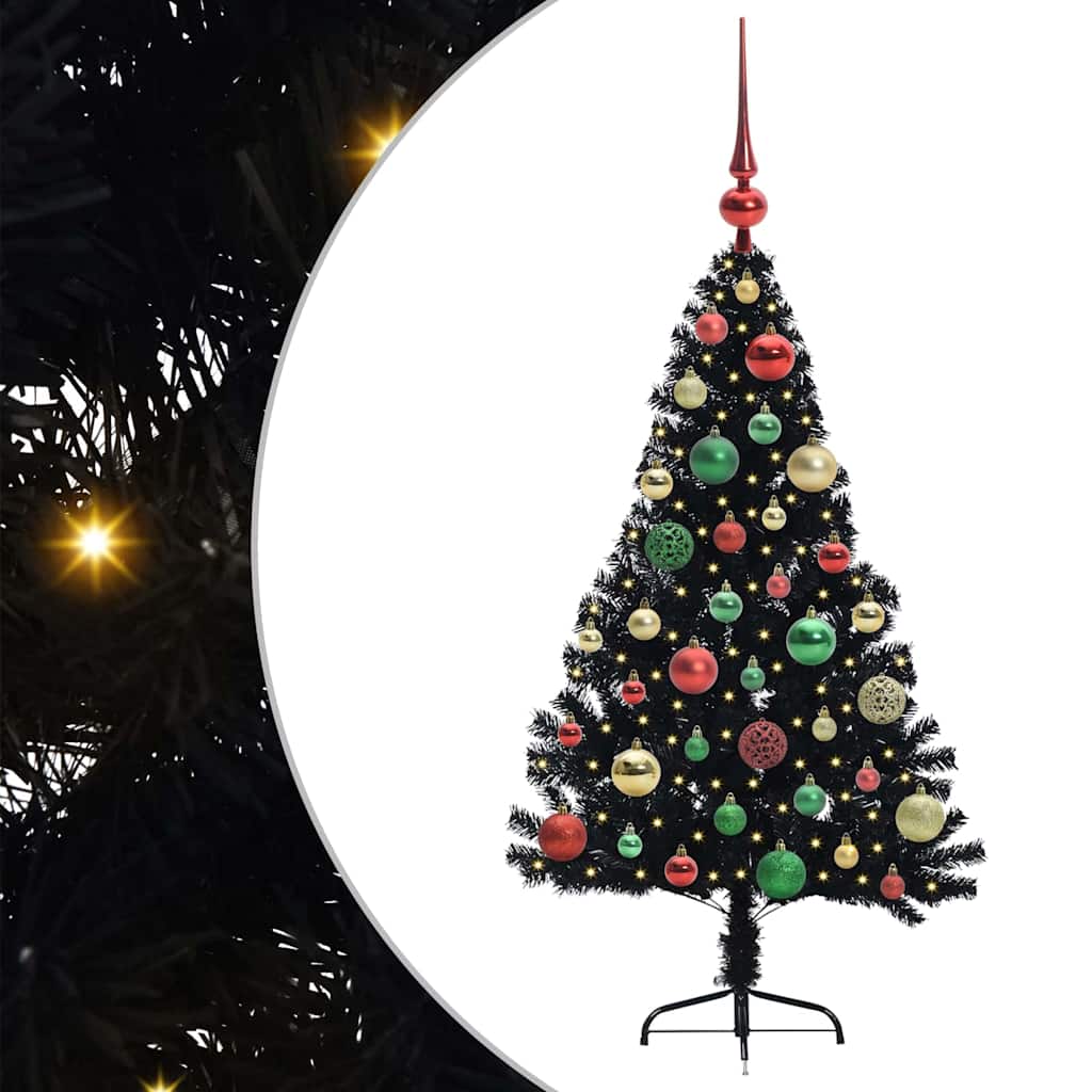 Albero di Natale artificiale con luci integrate Nero 120 cm PVC 3397123