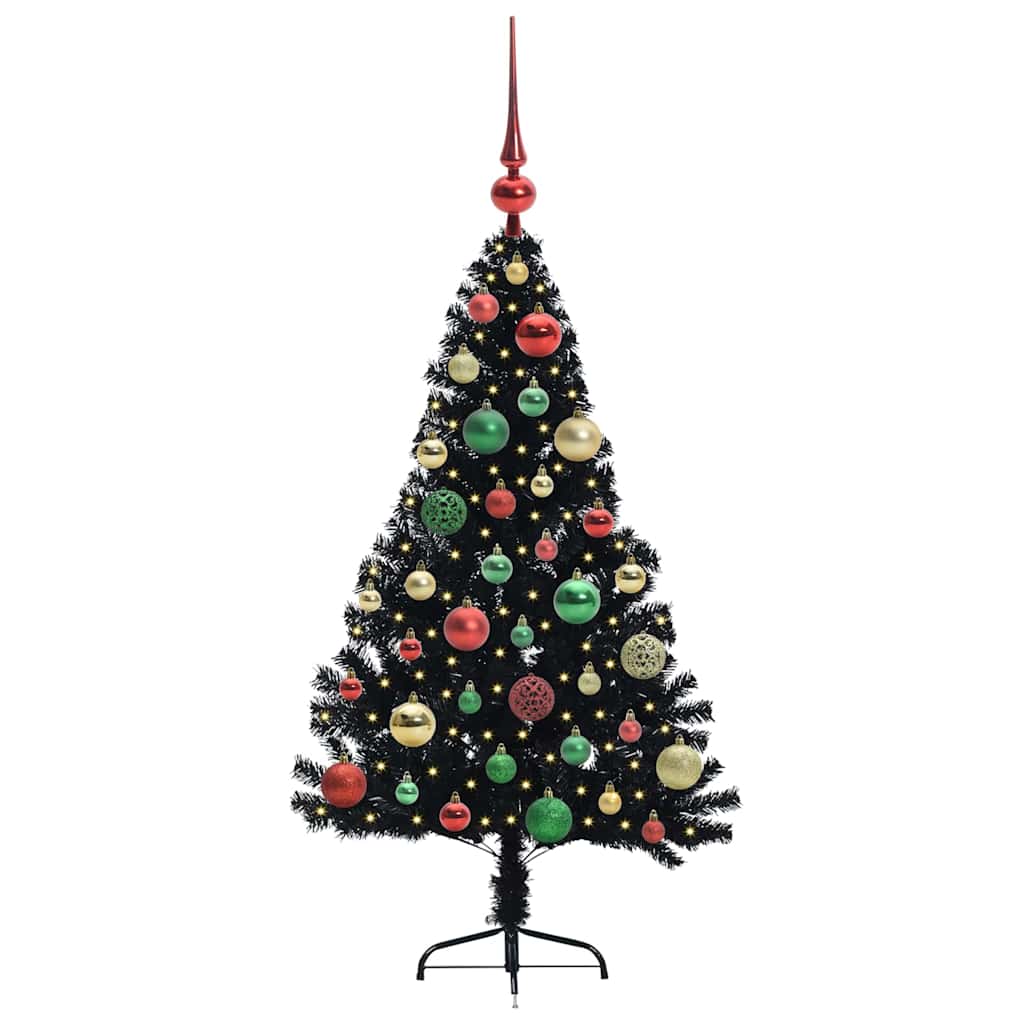 Albero di Natale artificiale con luci integrate Nero 120 cm PVC 3397123