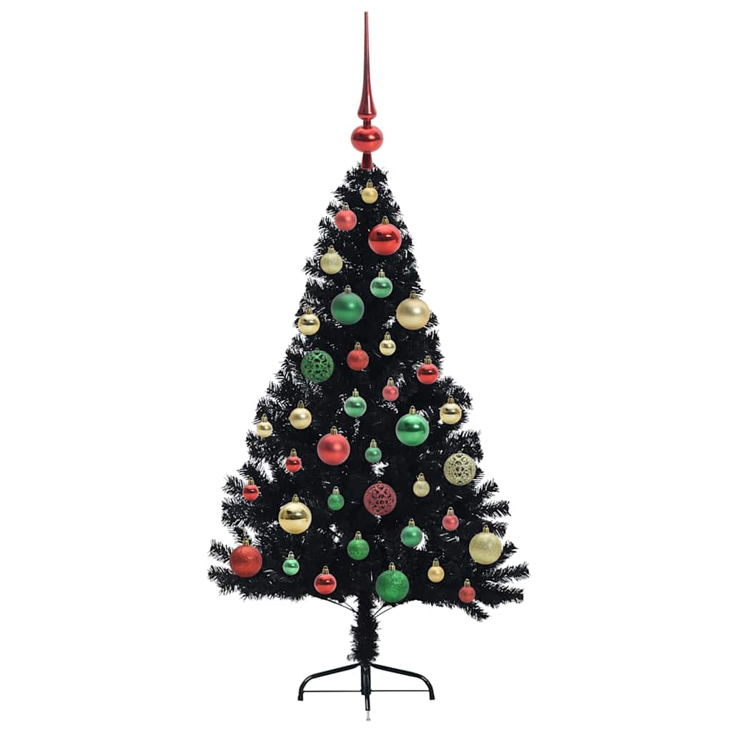 Albero di Natale artificiale con luci integrate Nero 120 cm PVC 3397123