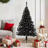 Albero di Natale artificiale con luci integrate Nero 150 cm PVC 3397124