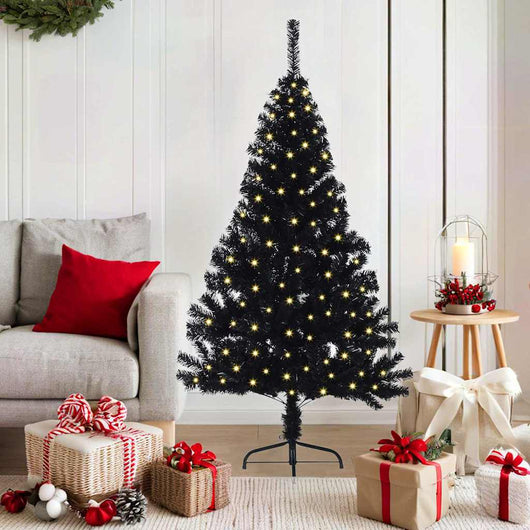 Albero di Natale artificiale con luci integrate Nero 150 cm PVC 3397124