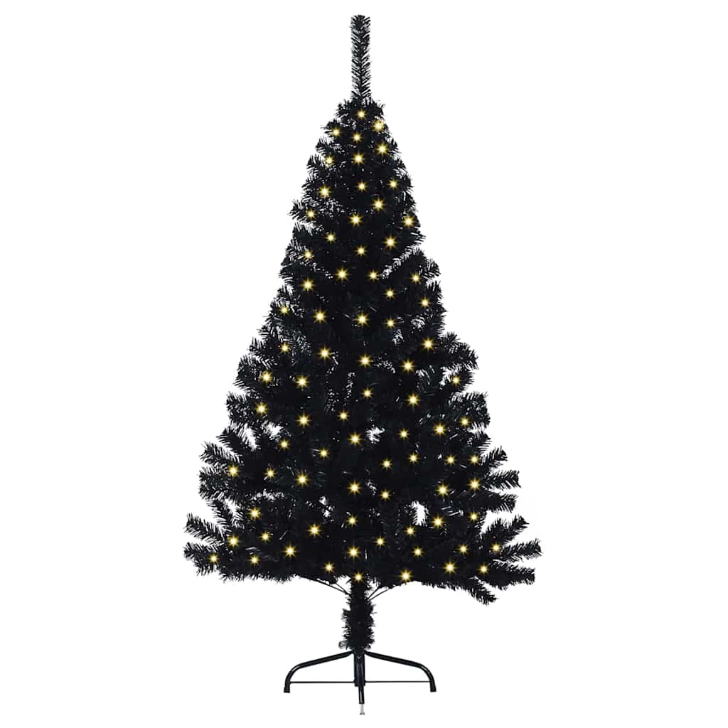Albero di Natale artificiale con luci integrate Nero 150 cm PVC 3397124