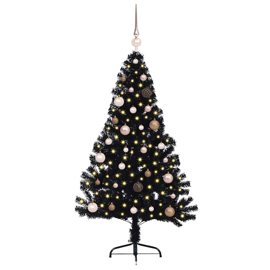 Albero di Natale artificiale con luci integrate Nero 150 cm PVC 3397126