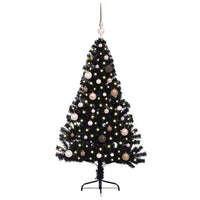 Albero di Natale artificiale con luci integrate Nero 150 cm PVC 3397126