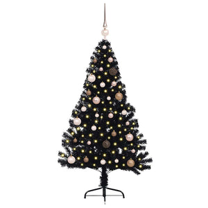 Albero di Natale artificiale con luci integrate Nero 150 cm PVC 3397126